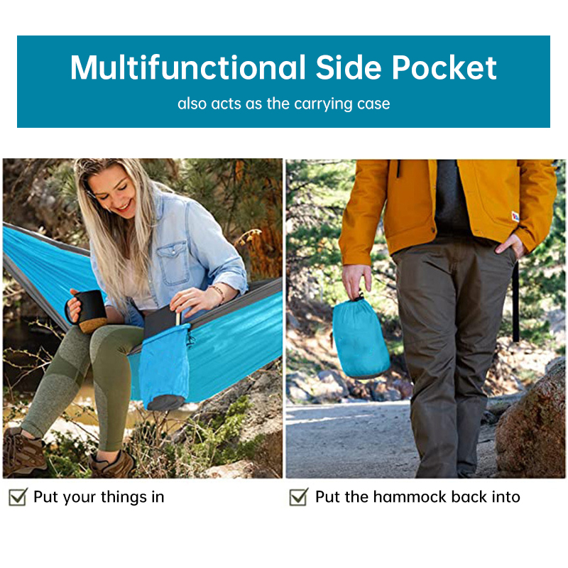 Light double nylon camping hammock with straps. Great for trips, beach, yard & garden. - Image 14