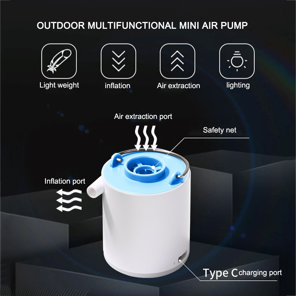 Ultralight Mini Camping Air Pump – USB Rechargeable 3‑Mode Inflatable Pump & Camping Light - Image 3