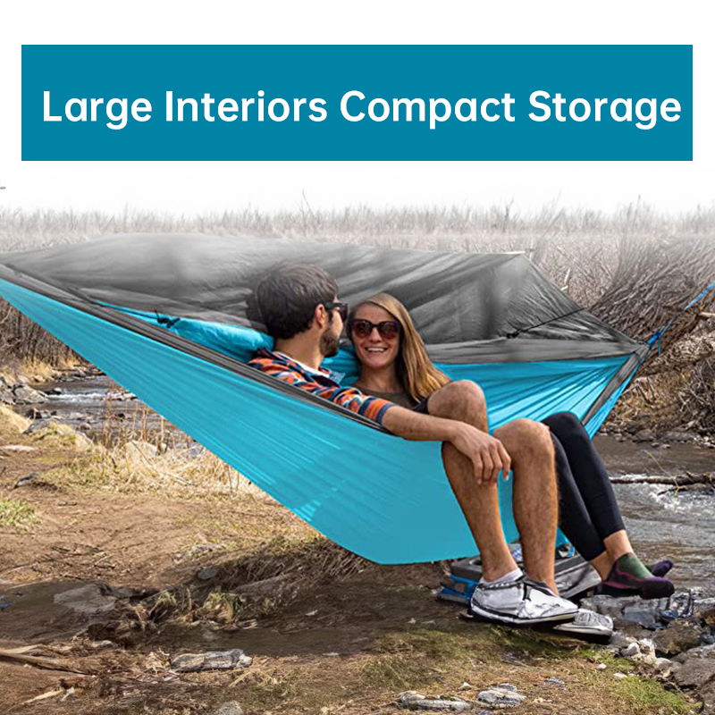 Light double nylon camping hammock with straps. Great for trips, beach, yard & garden. - Image 13