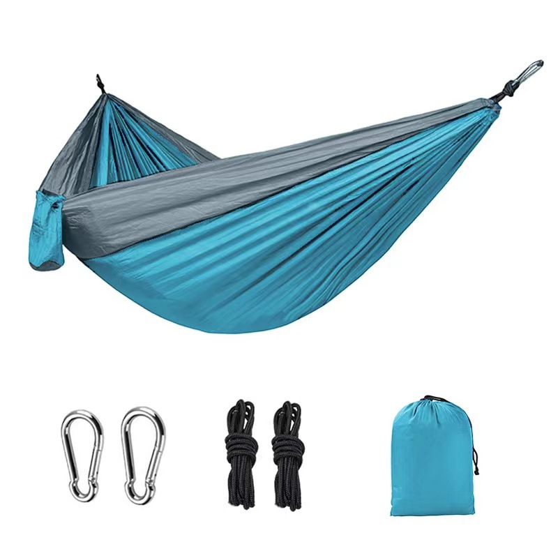 Light double nylon camping hammock with straps. Great for trips, beach, yard & garden. - Image 7