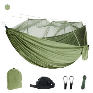 Hammock Outdoor Mosquito Net – 210T Parachute Nylon Camping Hammock with Built‑In Bug Net & Dense Mesh Protection