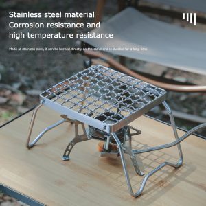 Outdoor Stove Foldable Bracket Grid Baking Pan Holder