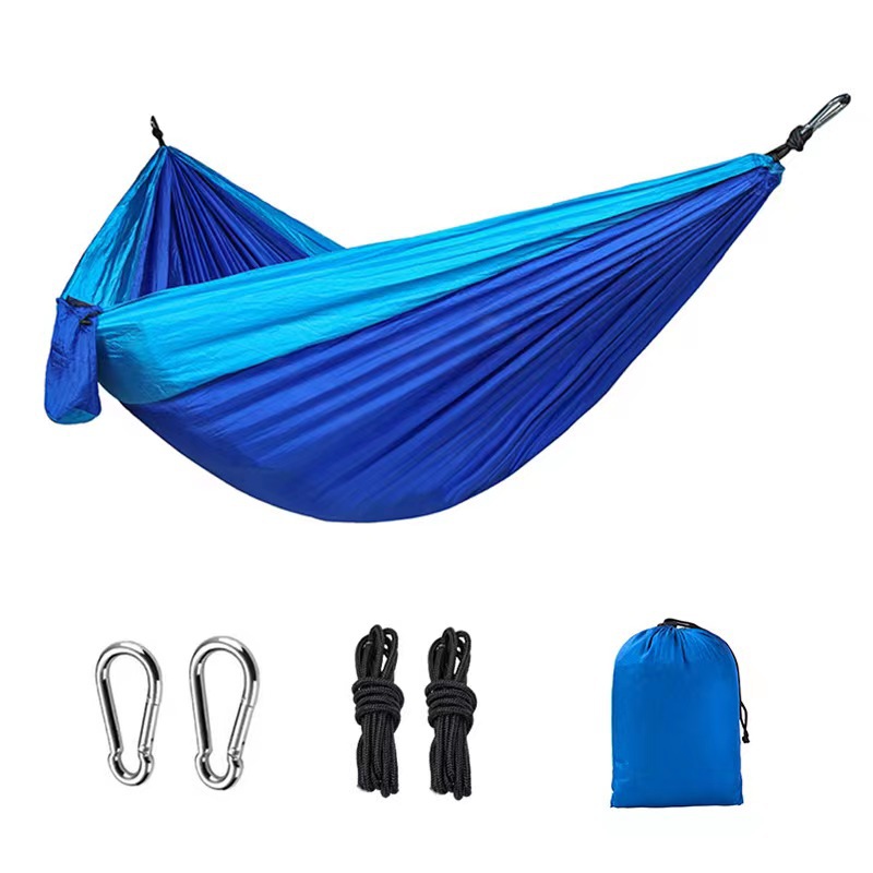 Light double nylon camping hammock with straps. Great for trips, beach, yard & garden. - Image 6
